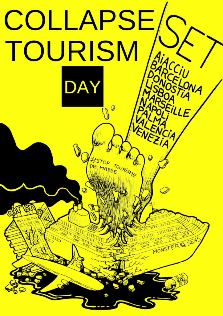 Affiche de l'action conjointe des villes d'Europe contre le Tourisme de masse du 27 septembre 2022.